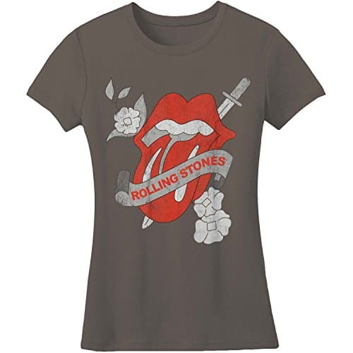 Image of The Rolling Stones Women's Vintage Tattoo Short Sleeve T-Shirt, Grey (Charcoal), Size 8 (Manufacturer Size:Small)