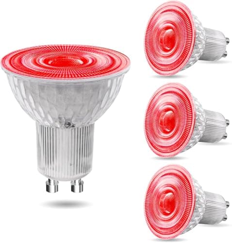 Image of Lamptobe GU10 Red LED Spotlight Bulbs,5W GU10 Coloured Spot Light AC 220-240V 120 Degree Beam Angle 50W MR16 Red Halogen Replacement for Wall Washer Lamps,Landscape Lighting,4 Pack