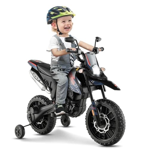 Image of Maxmass Kids Electric Motorcycle, 12V Aprilia Licensed Battery Powered Electric Motorbike with Motor Bike, Music, Lights, USB, Wireless Function, Children Ride on Toy Car for 3-8 Years Old (Blue)