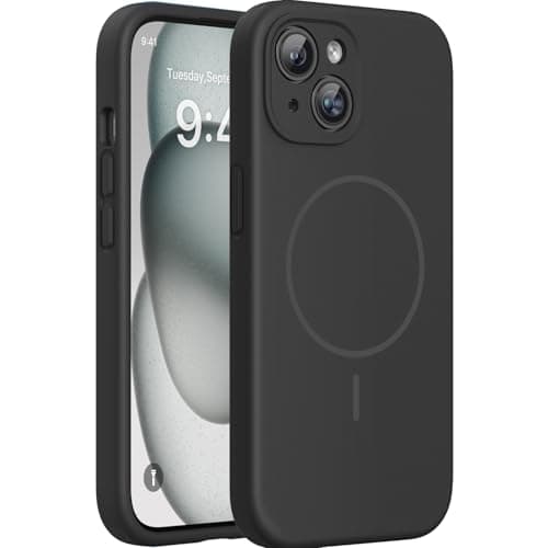 Image of Miracase Magnetic for iPhone 15 Case 6.1",[Compatible with MagSafe] [Anti-Slip and Lightweight] Drop Protection and Shockproof Phone Case for iPhone 15 Cover(Black)