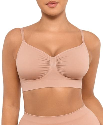 Image of FeelinGirl Bras for Women Seamless Bra Comfort Bras Wire Free Plus Size Minimiser Bra Adjustable Straps Bralettes for Women Support Bra Nude XXL