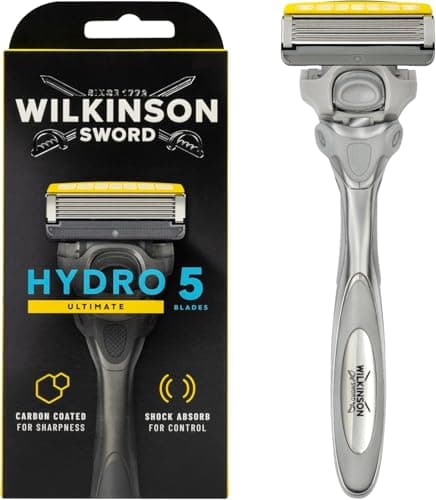 Image of WILKINSON SWORD - Hydro 5 Ultimate Razor For Men | Shock Absorb Technology | Hydrating Gel & Precision Trimmer | Handle + 1 Blade