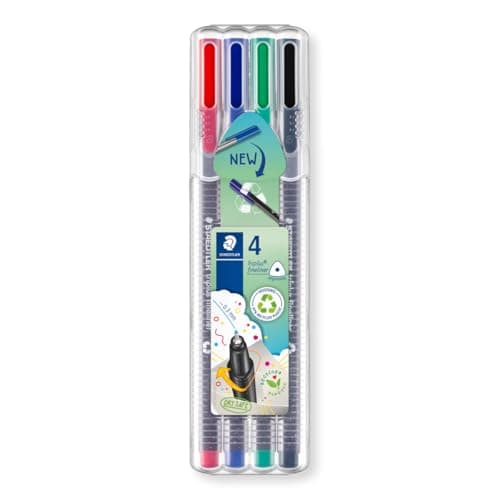 Image of STAEDTLER Fineliner Pens - Triplus - for Adult Colouring - 4 Assorted Colours - Pack of 4, 334 SB4