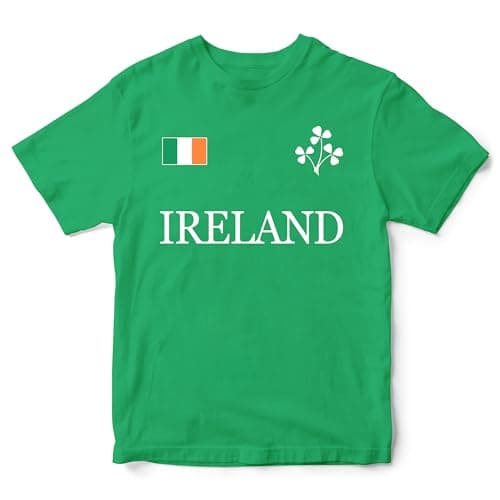 Image of Purple Print House Ireland Kids T Shirt Boys Girls Rugby Irish Shamrock Badge Nations Gift, 9-11 Years, Irish Green