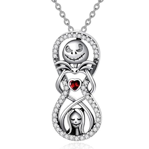 Image of Roontin Nightmare Before Christmas Jack and Sally Necklace Hypoallergenic Pendant for Women, Wife, Girlfriend, Daughter