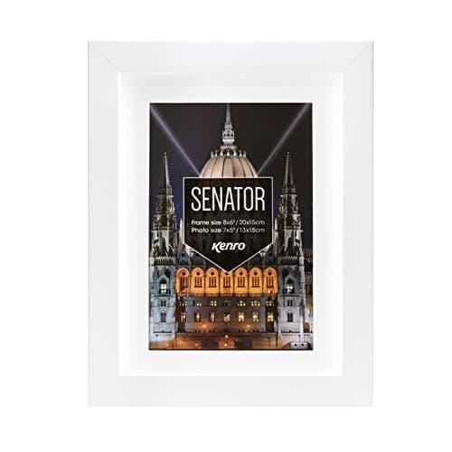 Image of Kenro Senator White Wood Photo Frame A4 / 21x29.7cm with White Mat for Photo 9x6 Inch / 23x15cm - SNF2315W