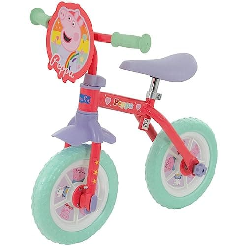 Image of Peppa Pig 2-in-1 Training Bike -10 Inch, Officially Licensed, Vibrant Decals, Sturdy Frame, Adjustable Seat and Handlebars - Perfect for Peppa Pig Fans - Ages 2+