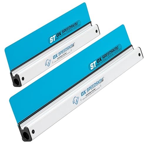 Image of OX 2PC Speedskim ST Semi-Flex Plastering Rule Set (600mm + 900mm), High Grade Nylon Blade for Flattening & Finishing Renders or Plaster, Ergonomic Aluminium Handle, Interchangeable Blade System