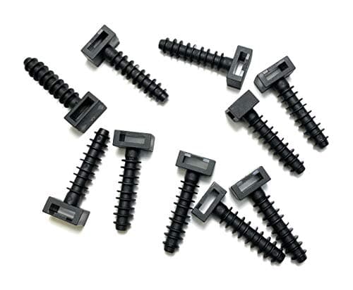 Image of Black Cable Tie Masonry Screw Mounts - Up to 9mm Cable Ties, Premium Fixing Plug (10)