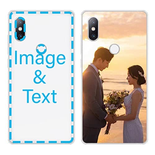 Image of KARTXITAI Personalized Case compatible with Xiaomi Mi Mix 2S,Custom Phone covers with Photo Image Text Picture, Soft Silicone Crystal Clear Cover + 1x Universal Phone Lanyard