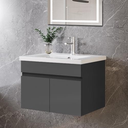 Image of Skybathroom 600mm Bathroom Vanity Unit with Basin 2 Soft-close Doors Wall Hung Storage Cabinet