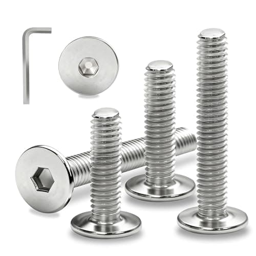 Image of Ezitruz M6 Bolt 304 Stainless Steel Hex Socket Bolts M6x60 mm, 15 Pcs Flat Head Furniture Screws Fully Threaded Machine Screw Silver Allen Hex Drive for Home Furniture Tables Chairs