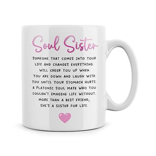 Image of Rib ticklerz - Soul Sister Friendship Mug Best Friend Bestie Gift Colleague Birthday Christmas Xmas Present Besties Work Bestie Sister for Life Coffee Mugs Cup - MG482