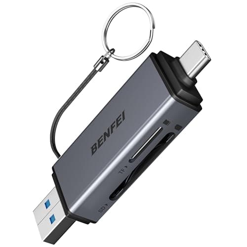 Image of BENFEI SD Card Reader, USB C to SD Micro SD Card Memory Card Adapter Dual Slot Compatible with iPhone 15 Pro/Max, MacBook Pro/Air 2023, iPad Pro, iMac, S23, XPS 17, Surface Book 3 and More