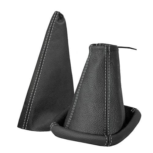 Image of Gear Stick Gaiter and Handbrake Gaiter Compatible with Opel Corsa C Year of Manufacture 2000-2006 Car Accessories Interior Gear Knob Gear Lever Cover Gear Lever Cover Set Made of Genuine Leather in
