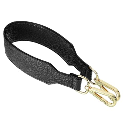Image of sourcing map PU Leather Purse Handles Replacement Short Strap Clutch Bag Handle with Clasp for Handbag Cross Body Wallet Briefcase, 41x3.6cm, Litchi Black Gold Buckle