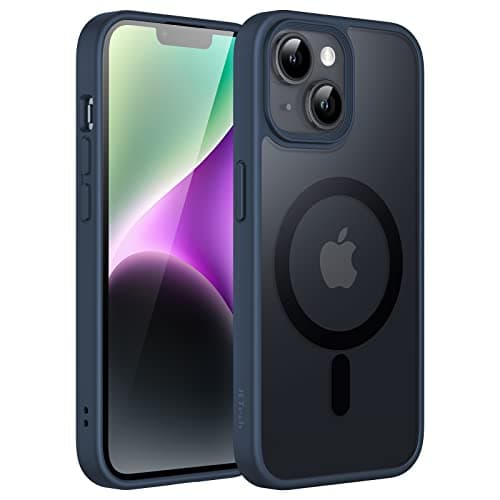 Image of JETech Magnetic Case for iPhone 14 Plus 6.7-Inch Compatible with MagSafe, Translucent Matte Back Slim Shockproof Phone Cover (Storm Blue)
