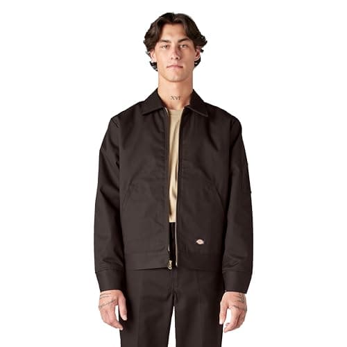 Image of Dickies Men's Lined Eisenhower Blouse Long Sleeve Jacket, Braun (Dark Brown DB), Large (manufacturer Size: Large)