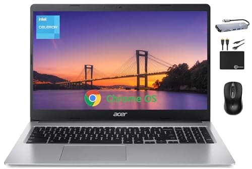 Image of Acer Chromebook 315 Laptop Computer for 2024 Business Student, 15.6” HD Display, Intel Celeron N4020, 4GB RAM, 192GB Storage (64GB eMMC +128GB Card), WiFi, 12+ Hrs Battery, Chrome OS +MarxsolAccessory