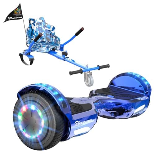 Image of EVERCROSS Hover Board Kids, Hoverboards with Seat Attachment Hoverkart, 6.5" Self Balancing Scooters, Hoverboards Bluetooth with LED Lights, Ideal Hover Board for Kids Teenagers Adults Blue