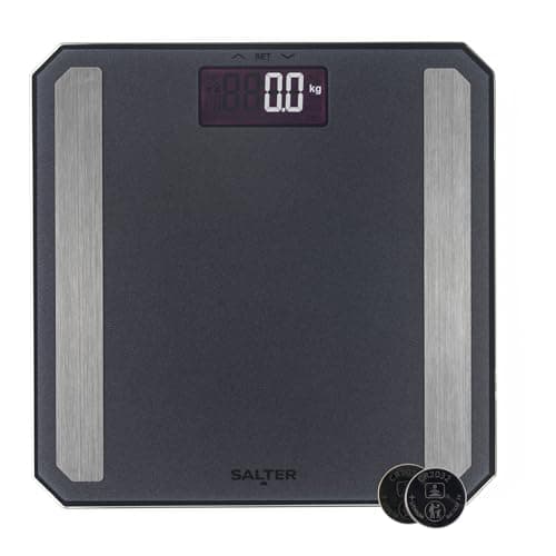 Image of Salter Digital Analyser Scale – Matte Black Bathroom Scale, Body Fat/Water, Muscle Mass, Bone Mass, BMR & BMI, Electronic LCD Display, 180kg Capacity, 8 User Memory, Athlete Mode, Frosted Matte Finish