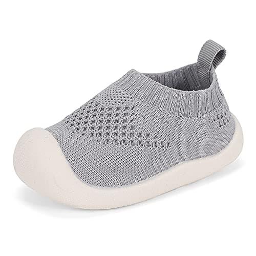 Image of MK MATT KEELY Baby First Walking Shoes for Wide Feet Boys Girls Soft Mesh Breathable Sneakers for Toddler Infant Grey