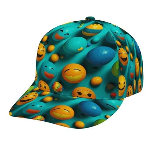 Image of QMKFWT Smiley Face Cap Fashion Baseball Hats for Outdoor Activities Adjustable Dad Hat Gift for Men, White, One size