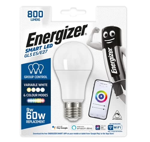 Image of JACS Energizer Smart E27 (ES) GLS - 9W - Colour Changing - 800LM