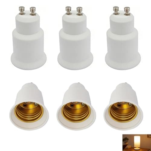 Image of 6 PCS GU10 to E27 Adapter, GU10 to E27 Converter, Lamp Socket Converter to ES Lamp Base Adapter for LED, Incandescent, CFL Bulbs, Easy Installation for Light Fixtures, High-Temperature Resistant
