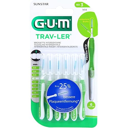 Image of 6 pieces Gum Trav-ler 1.1 mm interdental brushes + 6 caps