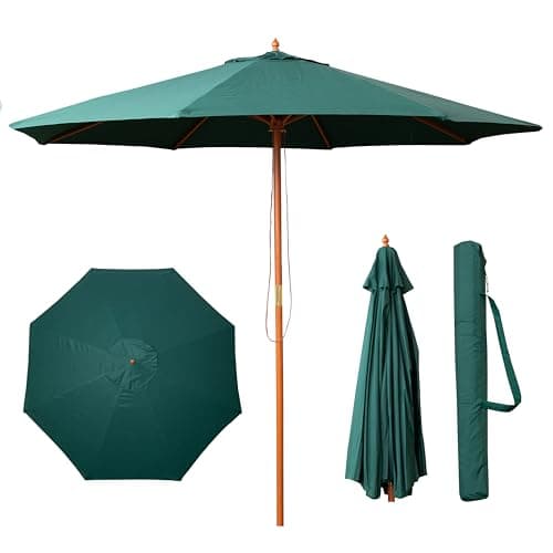 Image of Samuel ALEXANDER 2.7m Outdoor Wooden Garden Parasol Sun Shade with Carry Bag (Green)