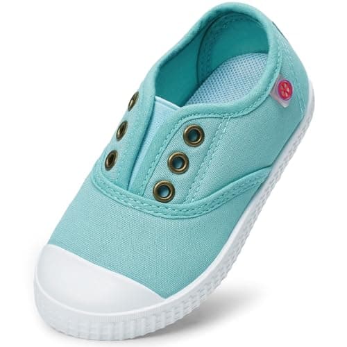 Image of Unisex Kids Canvas Shoes Toddlers Sneakers Breathable Slip-on Trainers Pumps Plimsoles for Boy and Girls. Sea Blue 11
