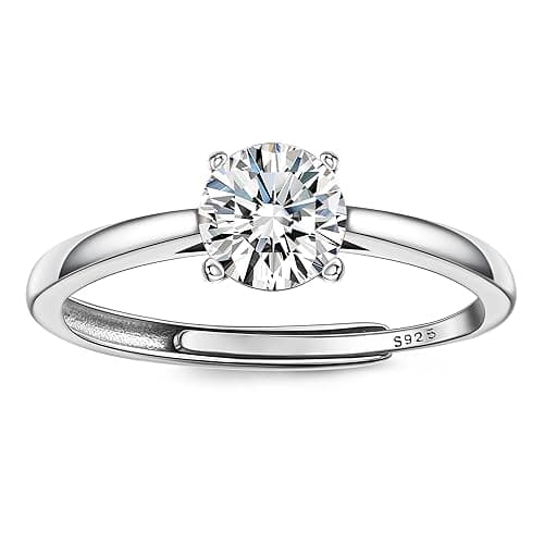 Image of JeweBella Adjustable 925 Sterling Silver Rings for Women Engagement Ring Eternity Promise Ring Wedding Rings Cubic Zirconia Thumb Ring for Women Girls Anniversary Jewellery Gifts with Box