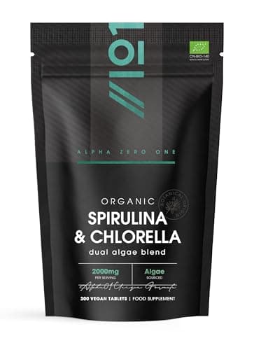 Image of Organic Spirulina & Chlorella 2000mg - 300 Tablets - Broken Cell Wall - Cold Pressed Pure Supplement with No Additives (75 Day Supply) by Alpha01