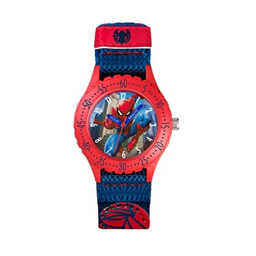 Image of Spiderman Children's Quartz Watch with Multicolour Dial Analogue Display and Blue Rubber Strap SPD3495