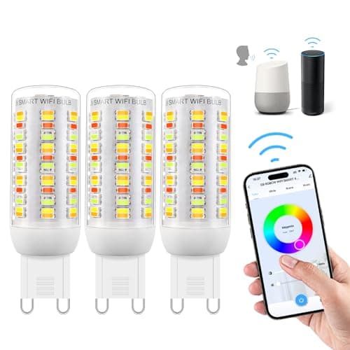 Image of I-SHUNFA Wi-Fi RGBCW Smart G9 LED Bulbs,Compatible with Alexa/Google Home,Multicolour Dimmable,2700K-6500K,AC 230V 4W,400LM Brightness Adjustable 1%-100%,with Musical Rhythm LED Light Bulb,3 Pack