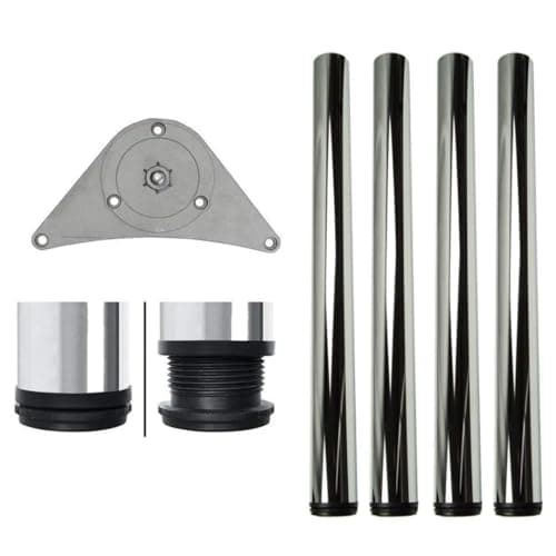 Image of The Shopfitting Shop 4 x Cabinet Legs Kitchen Feet Worktop/Unit/Breakfast Bar/Desk Table Legs Furniture Legs - Chrome Metal - Adjustable Height (710mm / 71cm)