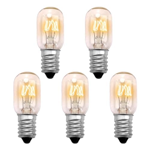 Image of Goerpn 5Pcs 15W E14 Screw Salt Lamp Bulbs 230V, Scentsy Mini Wax Warmer Light Bulb Small Edison Screw SES Pygmy Bulb Warm White 2700K Dimmable, T20 E14 Fridge Oven Microwave Wax Burner Bulbs