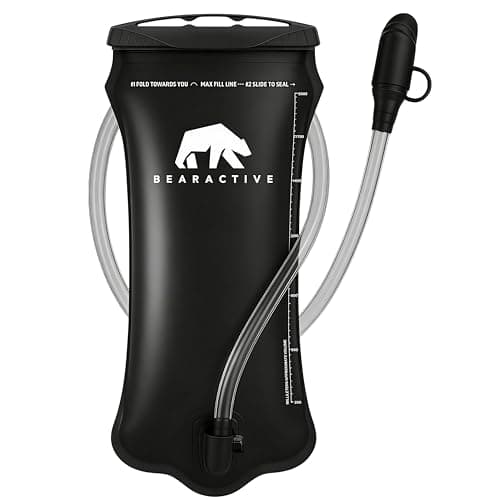 Image of Bearactive Hydration Bladder, Water Bladder 2L for Running Backpack with BPA-Free TPU, Hydration Pack, Leak-Proof Water Pouch, No Plastic Smell – Hiking, Running, Cycling & Camping (Black, 2 Litre)