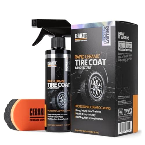 Image of CERAKOTE Rapid Ceramic Tire Coat – Showroom New Tire Shine – Deep Tire Black Finish – Lasts Up to 10x Longer – No Sling, Non-Greasy Ceramic Tire Coating for Car, Truck & SUV – Easy Application (284ml)