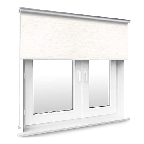 Image of Cream/Natural Thermal Blackout Window Roller Blind Available in 16 Width Sizes, 95cm wide (+ 4.5cm fittings)