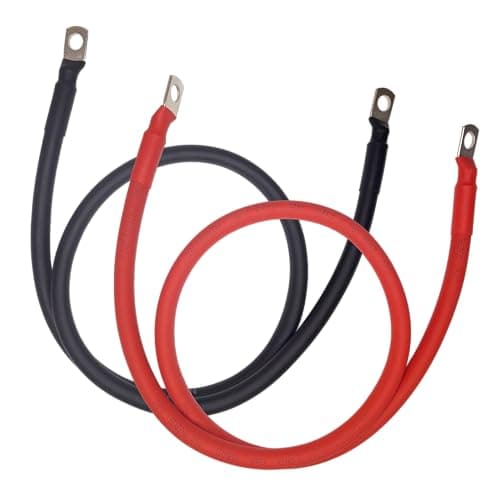Image of 1m Battery Leads Set 2pcs - 16mm² (5AWG) - 12V, 24V, 48V Systems (Up To 100V) - Heavy Duty Rubber Cable - Battery/Inverter Cables For Vehicles, RVs, Energy Storage, Generators - 1 Metre
