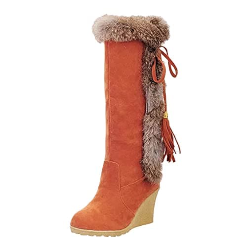 Image of hotter shoes for women clearance the deal Knee High Boots Women Waterproof Warm Walking Boots Wide Calf Boots Non Slip Work Boots Round Toe Waterproof Walking Boots slip on shoes women