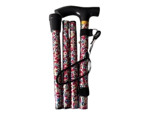 Image of Floral Folding Walking Stick: Stylish Support for On-the-Go Mobility