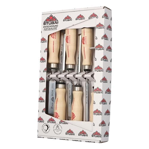 Image of Stubai 353106 "Swedish Type" Special Wood Chisel Set, Beige/Silver, 6-26 mm