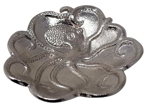 Image of Silver Octopus Trinket Dish - Nautical Jewellery Holder and Decorative Tray