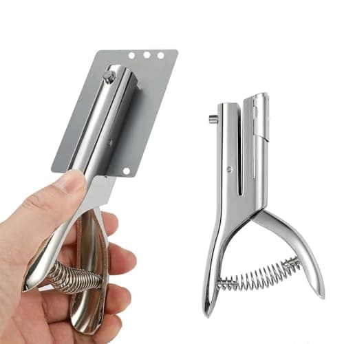 Image of Uadme Heavy Duty Single Hole Punch 6mm, Long Reach Deep Throat Reduced Effort Hand Held Portable Paper Cardboard Punch, for ID PVC Cards, Metal & Paper, Gift Badge Maker