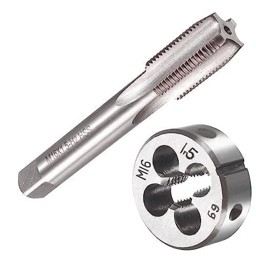 Image of Saipor M16 X 1.5 Metric Tap and Die Set M16 X 1.5mm HSS Straight Fluted Machine Thread Right Hand Screw Tap and Round Threading Die