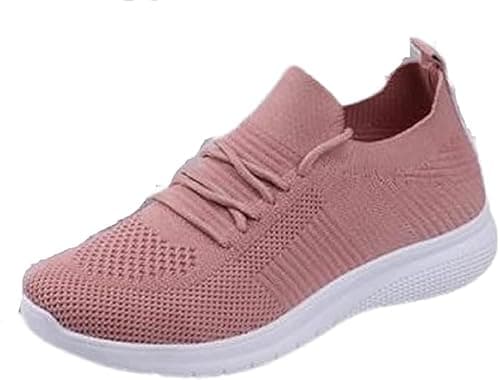 Image of Dochak Women Lightweight Walking Shoes Ladies Lace Up Sneakers Mesh Go Running Trainers Low Top Breathable Athletic Walk Gym Shoes Sport Run UK Pink 37