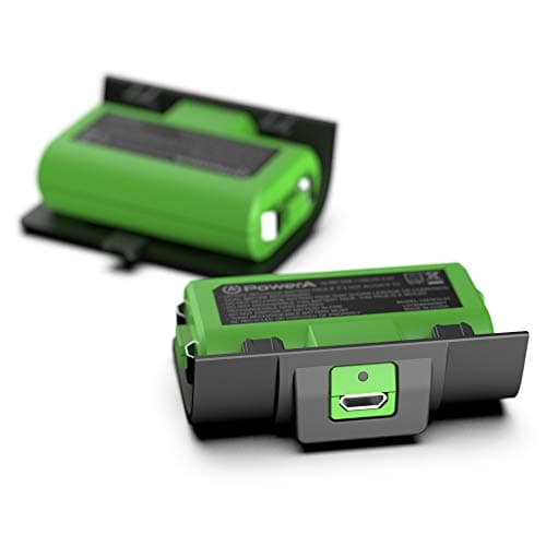 Image of PowerA Play & Charge Kit for Xbox Series X|S and One Wireless Controllers, Compatible with Xbox Charger Dock, 2 x Rechargeable Batteries with LED Indicators, 4 x Battery Doors - Black & Green
